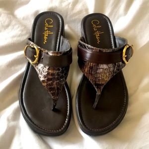 Cole Haan Nike Air Leather Snakeskin Sandals